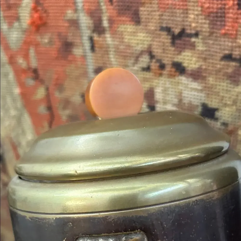 Vintage Benedict Maya Bronze Tobacco Humidor Container with Bakelite Handle